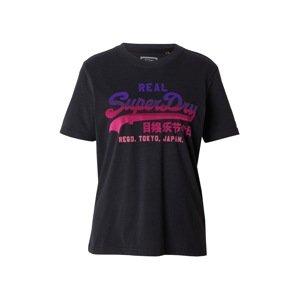 Superdry Póló  sötétlila / rózsaszín / világos-rózsaszín / fekete