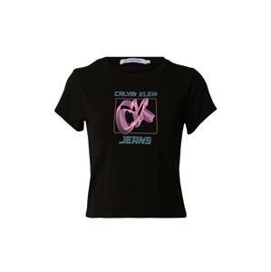 Calvin Klein Jeans Póló 'HYPER REAL'  szürke / rózsaszín / fekete