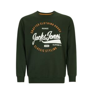 Jack & Jones Plus Tréning póló 'MIKK'  sötétzöld / világos narancs / fehér