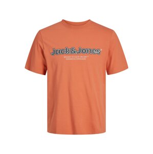 JACK & JONES Póló 'LAKEWOOD'  narancs / fekete / fehér