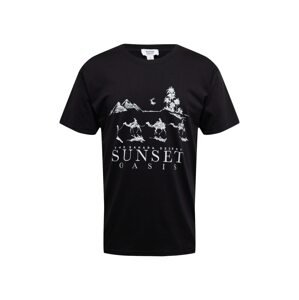 BURTON MENSWEAR LONDON Póló 'Sunset Oasis'  fekete / fehér