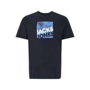 Jack & Jones Plus Póló 'LOGAN'  tengerészkék / világoskék / fehér