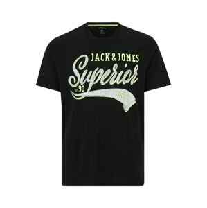 Jack & Jones Plus Póló 'METT'  citrom / fekete / fehér