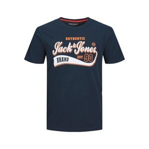 Jack & Jones Plus Póló 'METT'  tengerészkék / narancs / fehér