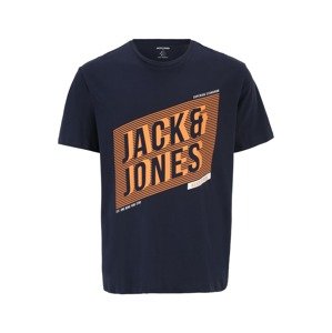 Jack & Jones Plus Póló 'NET'  tengerészkék / narancs / fehér