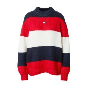 Tommy Jeans Oversize pulóver  tengerészkék / rikító piros / fehér